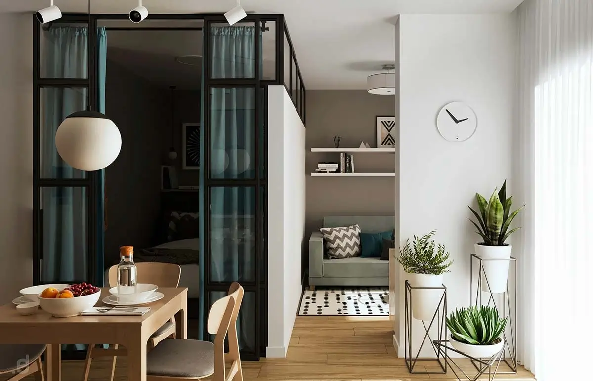Studio moderne optimisé à Angers avec mobilier gain de place et domotique 2025.